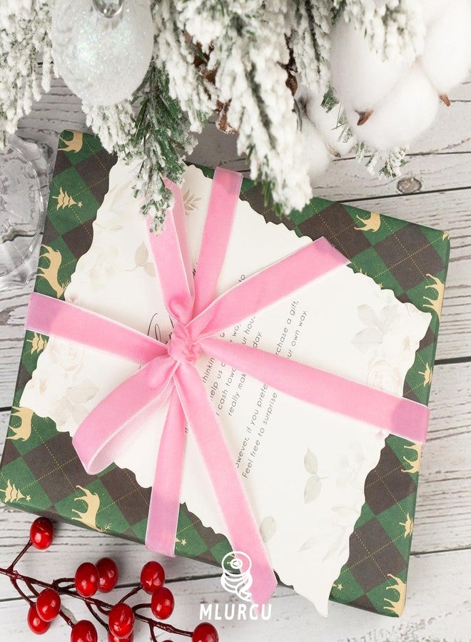 Mlurcu Pink Velvet Ribbon 5/8 Inch 25 Yds Vintage Thin Light Pink Velvet Ribbon for Christmas Tree, Gift Wrapping, Garland & Wreath Bows Making, Sewing Trim, DIY Crafts, Valentine's Day Wedding & Home Decor - Image 4